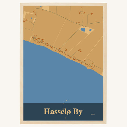 Hasselø By plakat – Firkantet 2026 – Lys pastel brun