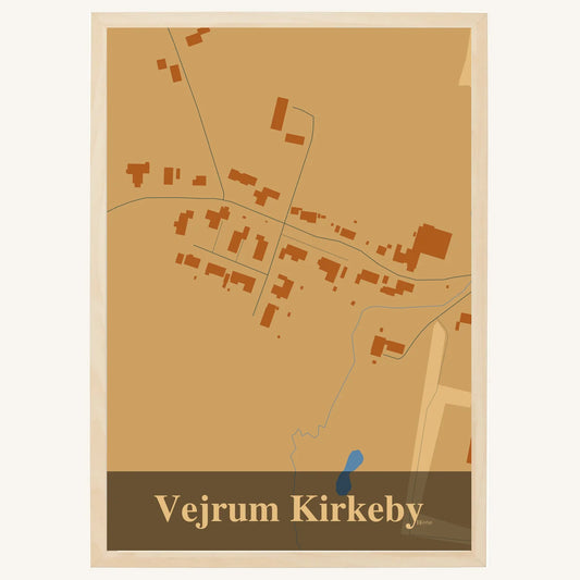 Vejrum Kirkeby plakat – Firkantet 2026 – Lys pastel brun