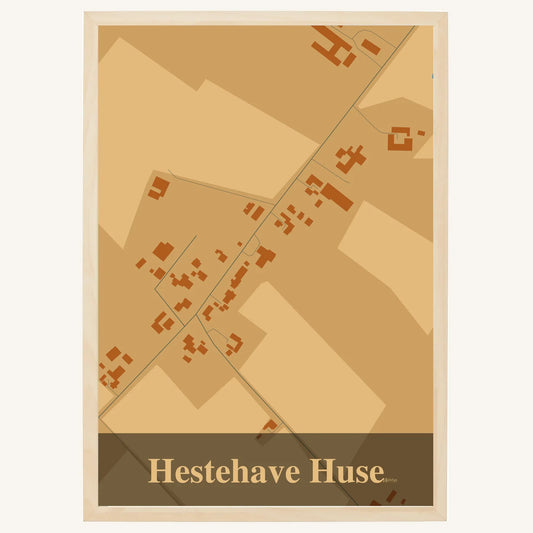 Hestehave Huse plakat – Firkantet 2026 – Lys pastel brun