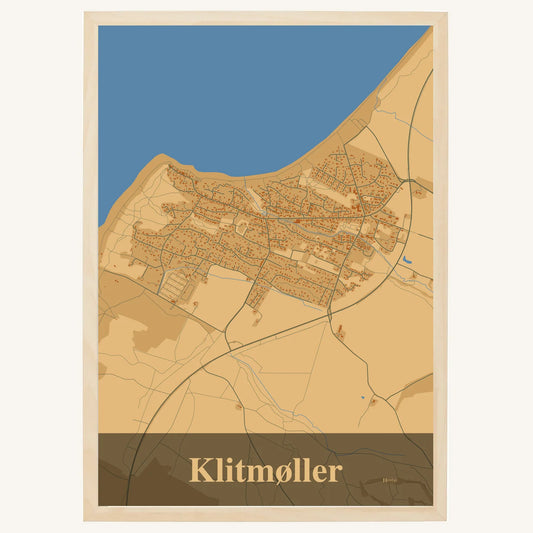 Klitmøller plakat – Firkantet 2026 – Lys pastel brun