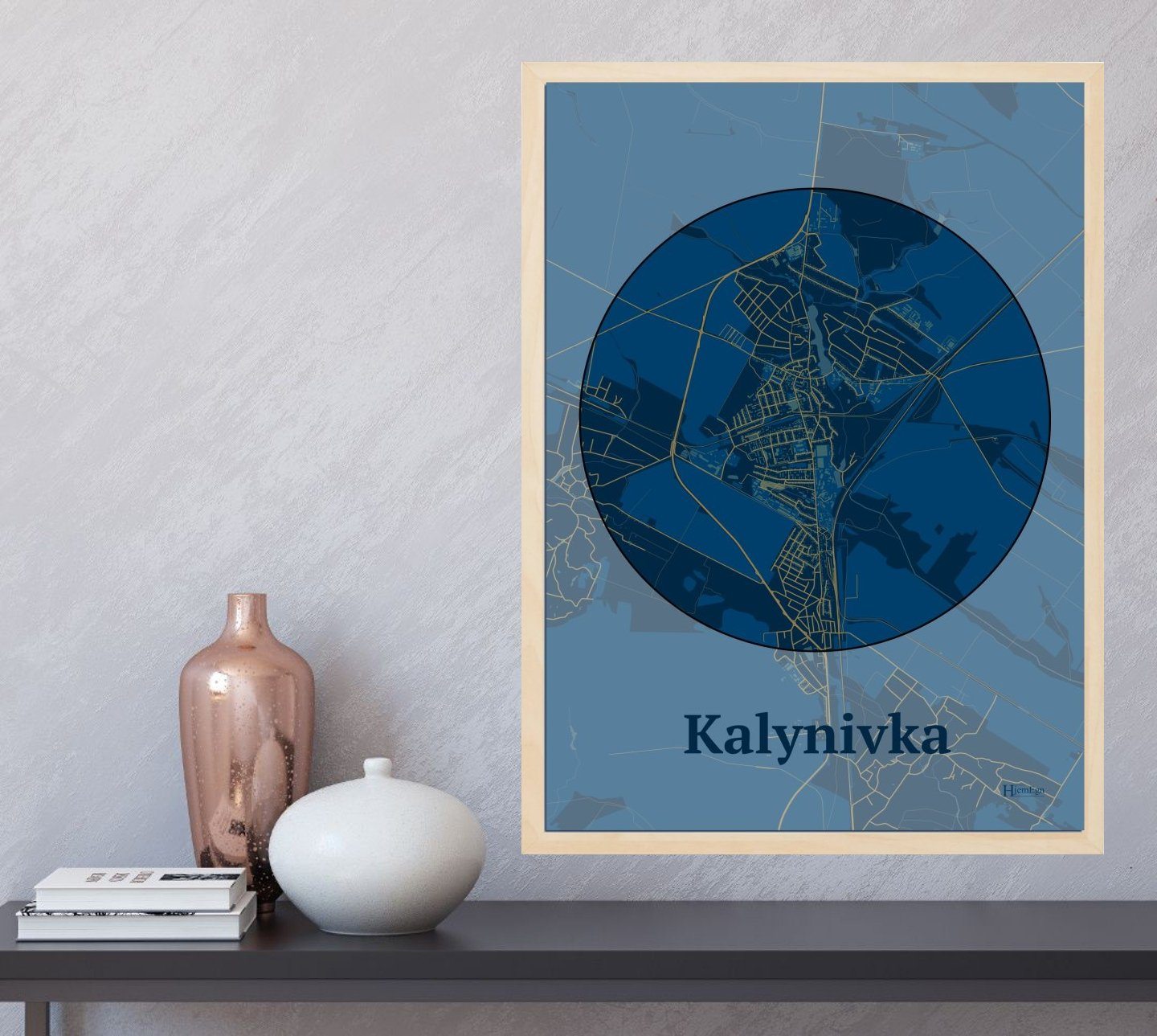 Kalynivka plakat i farve og HjemEgn.dk design centrum. Design bykort for Kalynivka