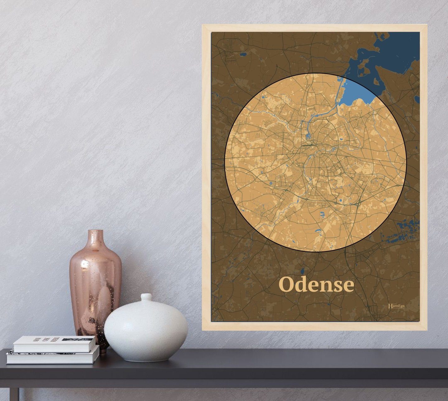 Odense plakat i farve og HjemEgn.dk design centrum. Design bykort for Odense
