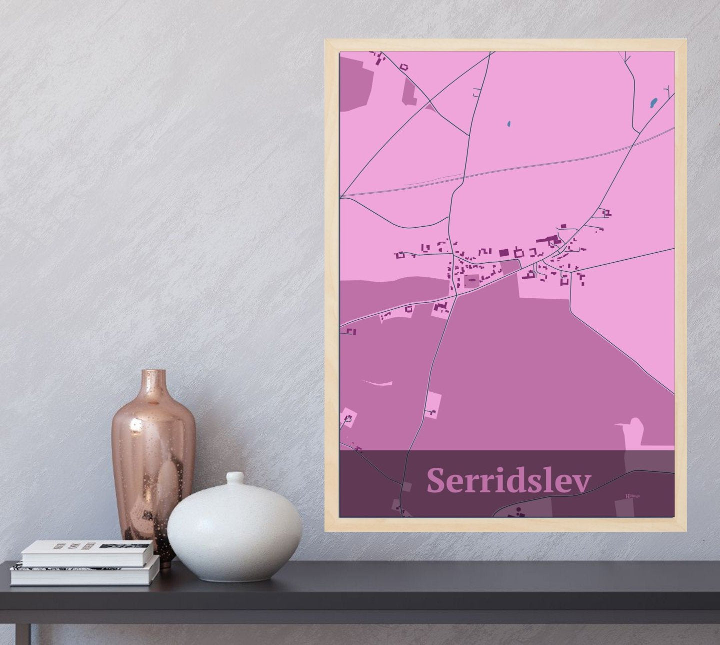Serridslev plakat i farve og HjemEgn.dk design firkantet. Design bykort for Serridslev