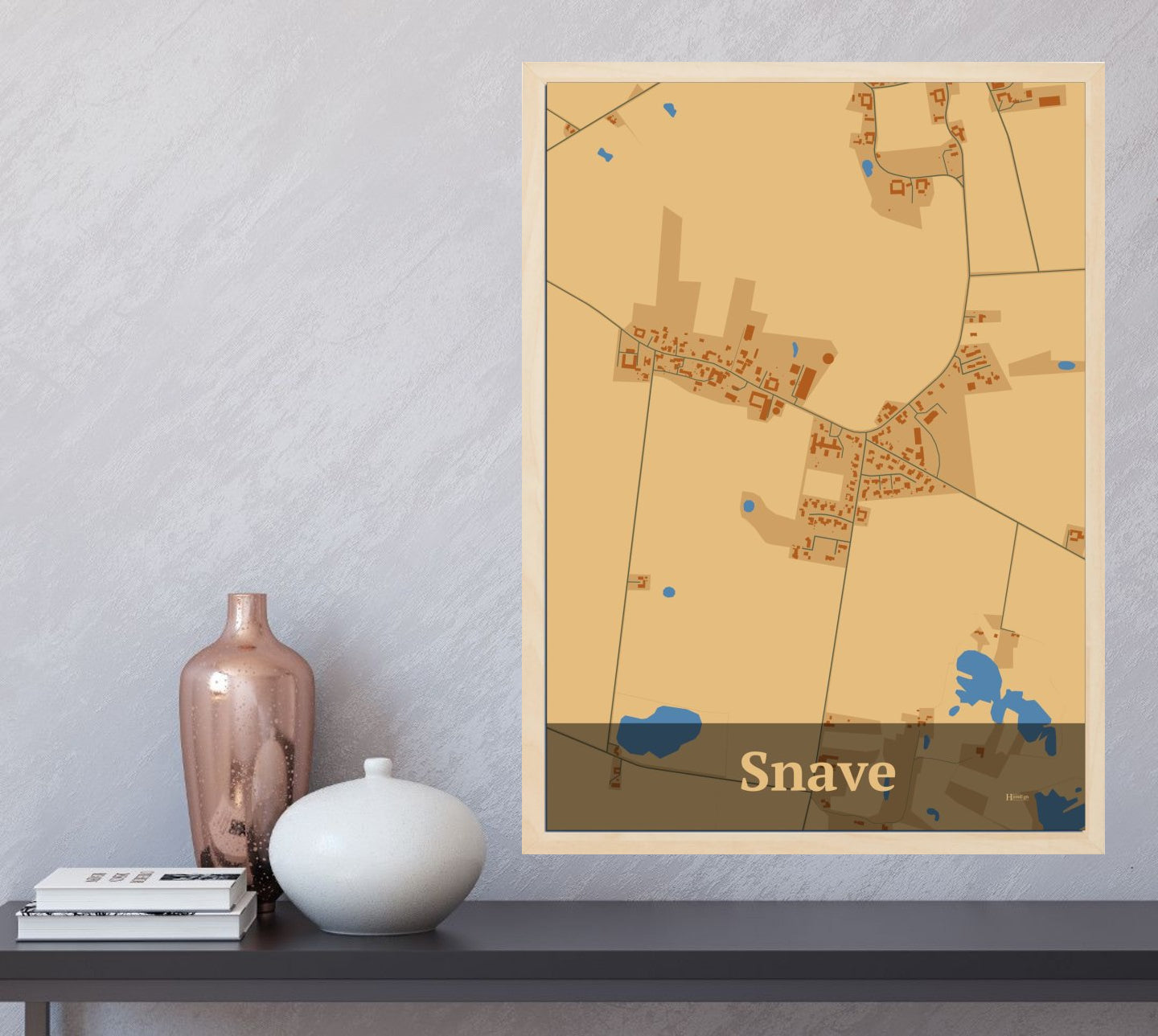 Snave plakat i farve og HjemEgn.dk design firkantet. Design bykort for Snave