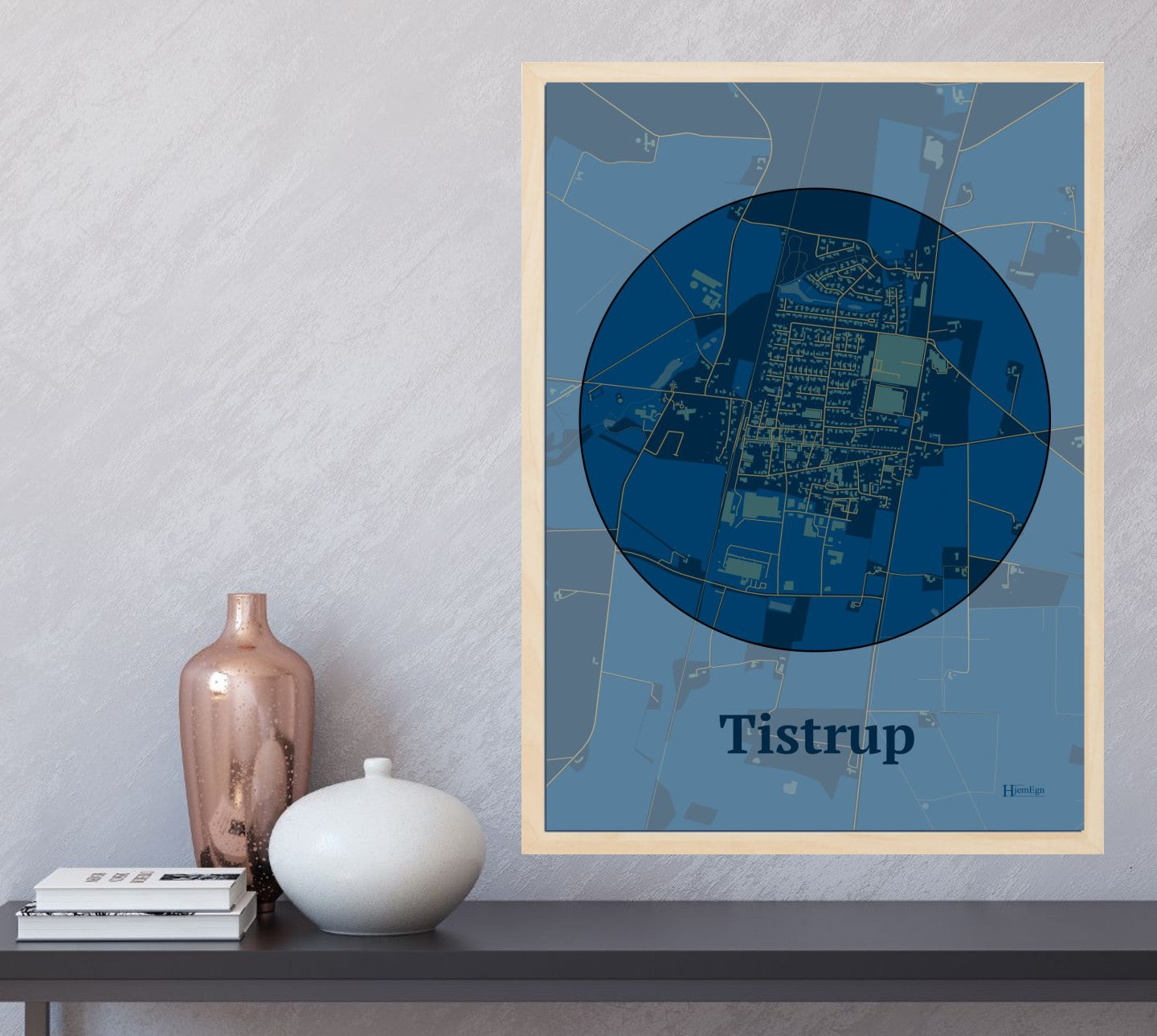Tistrup plakat i farve og HjemEgn.dk design centrum. Design bykort for Tistrup