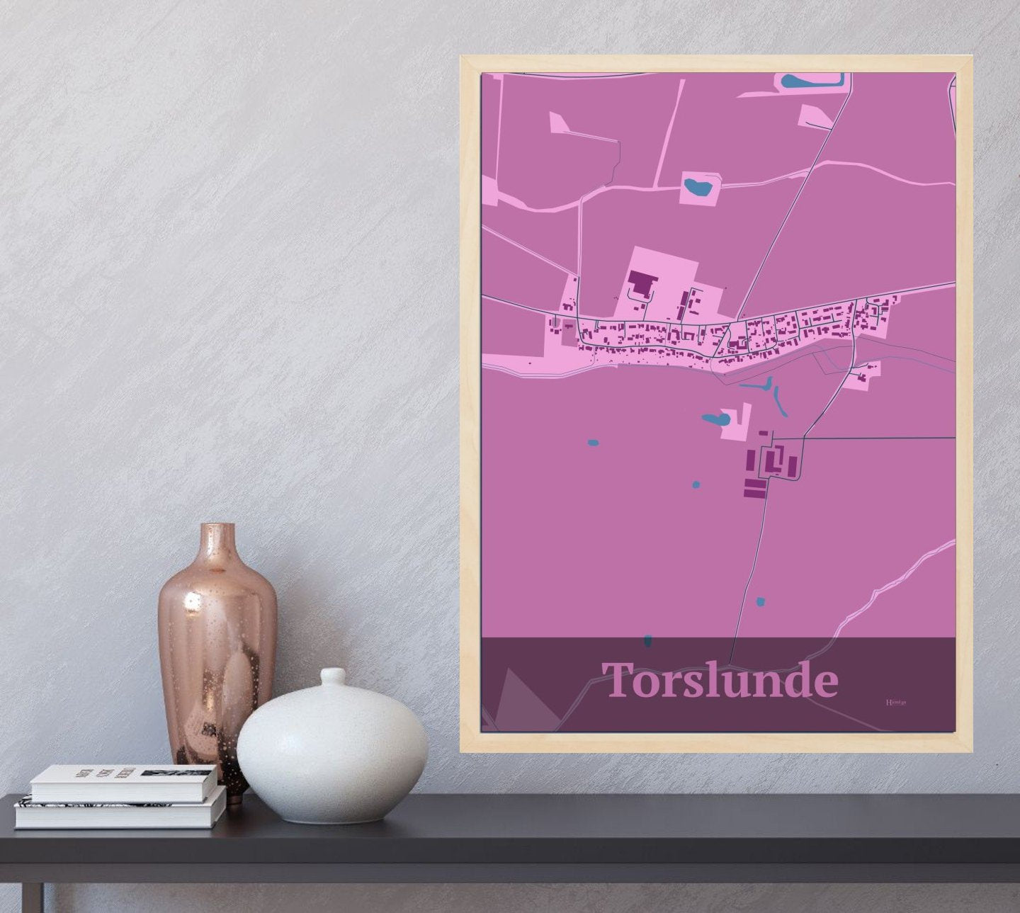 Torslunde plakat i farve og HjemEgn.dk design firkantet. Design bykort for Torslunde