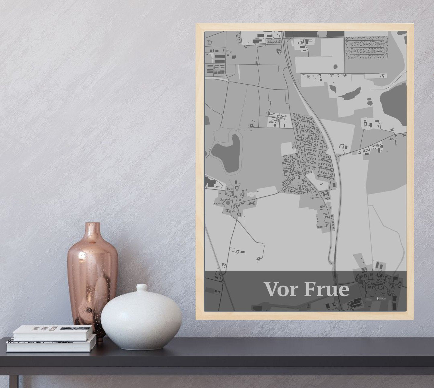 Vor Frue plakat i farve og HjemEgn.dk design firkantet. Design bykort for Vor Frue