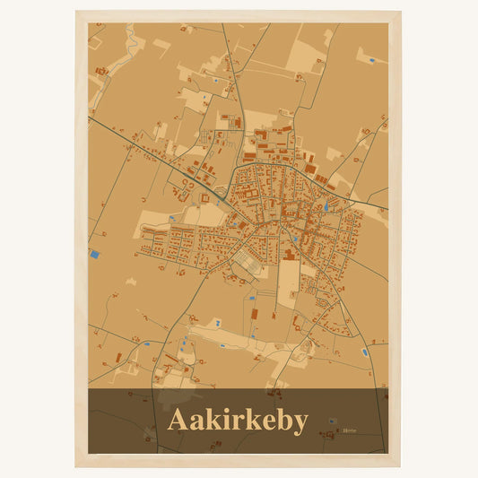 Aakirkeby plakat – Firkantet 2026 – Lys pastel brun