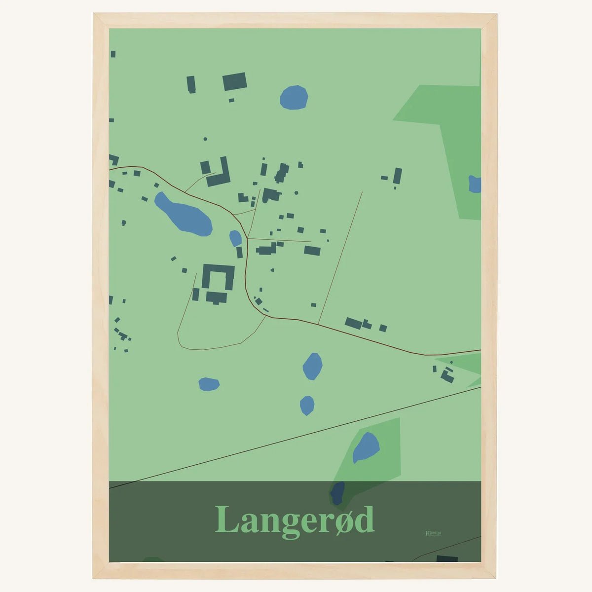 Langerød plakat – Firkantet 2026 – Lys pastel grøn