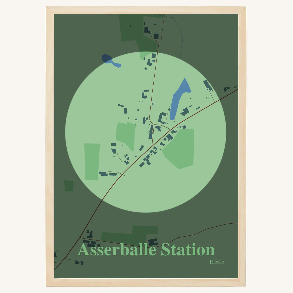 Asserballe Station plakat – Centrum 2026 – Lys pastel grøn
