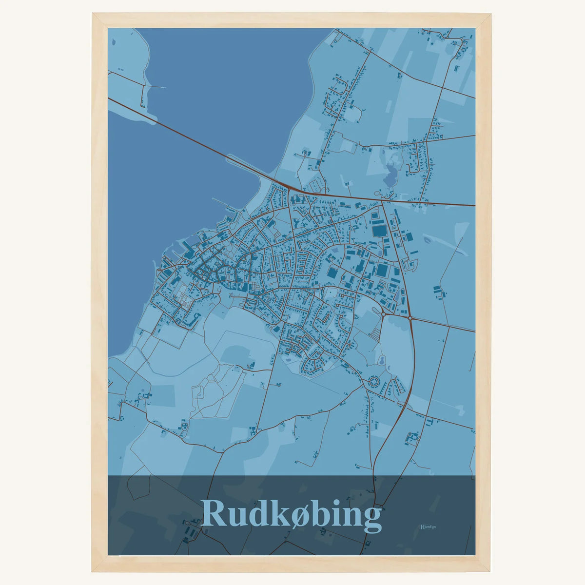 Rudkøbing plakat – Firkantet 2026 – Lys pastel blå