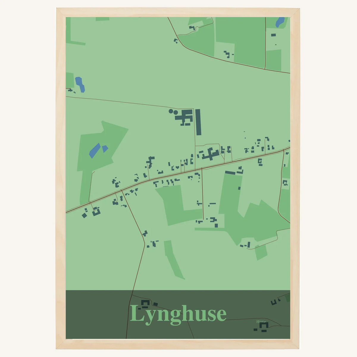 Lynghuse plakat – Firkantet 2026 – Lys pastel grøn
