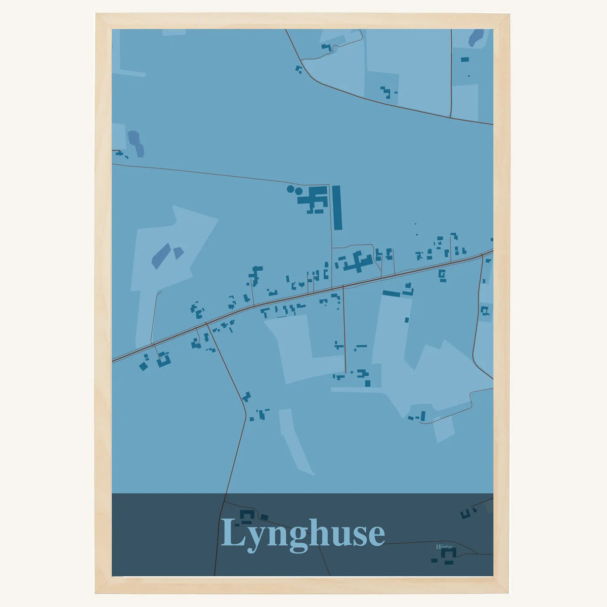 Lynghuse plakat – Firkantet 2026 – Lys pastel blå
