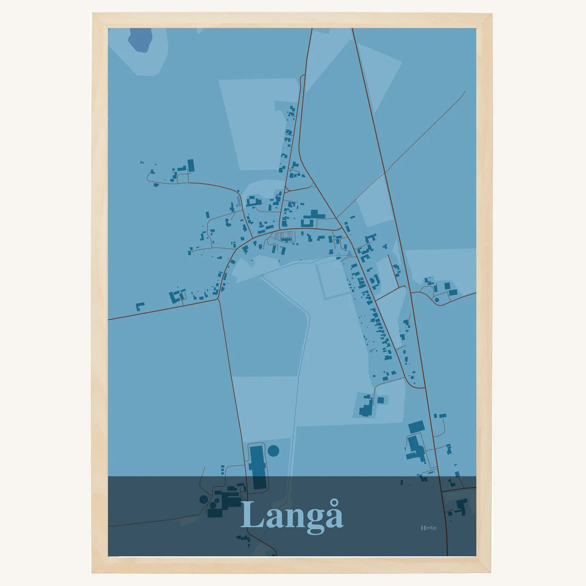Langå plakat – Firkantet 2026 – Lys pastel blå
