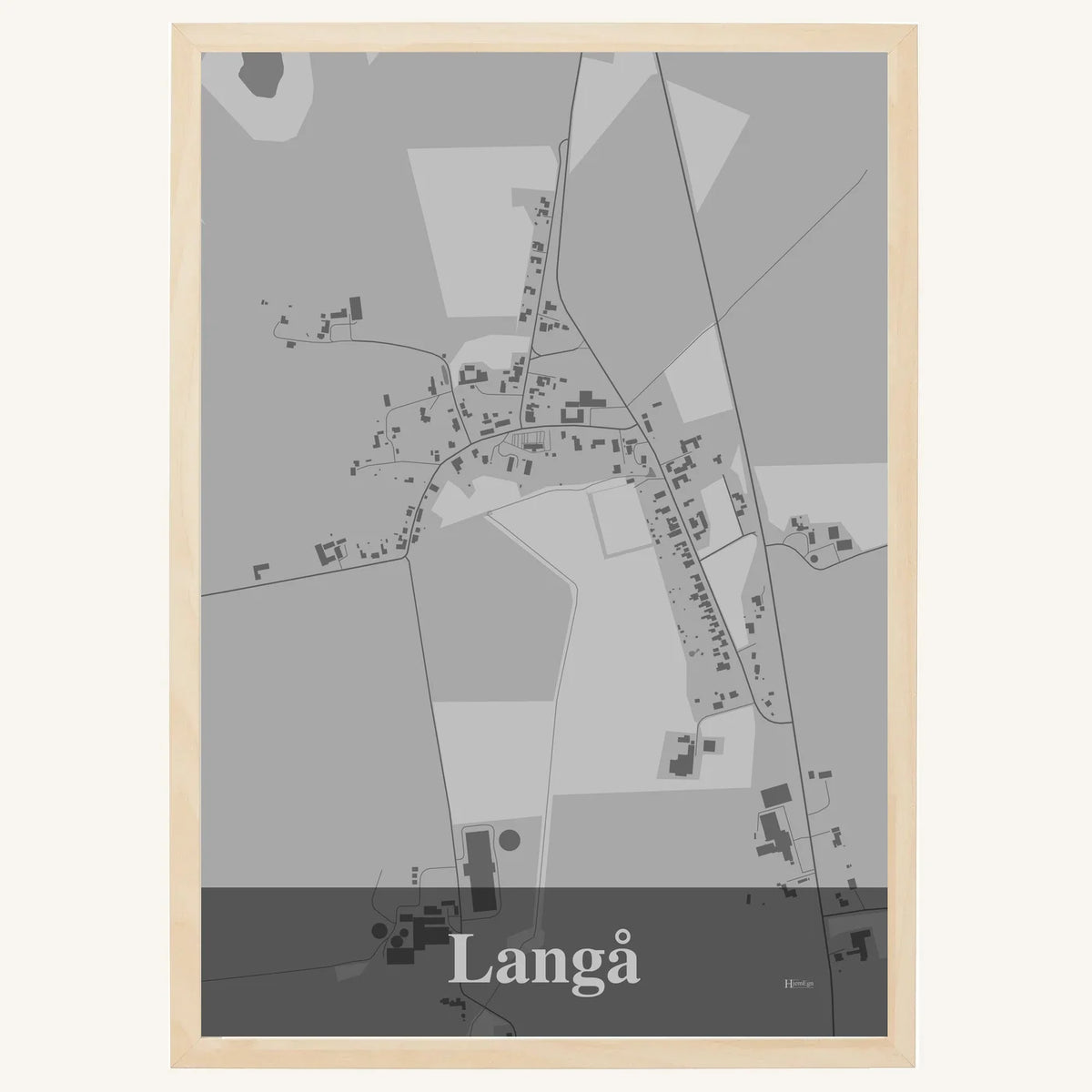 Langå plakat – Firkantet 2026 – Lys pastel grå