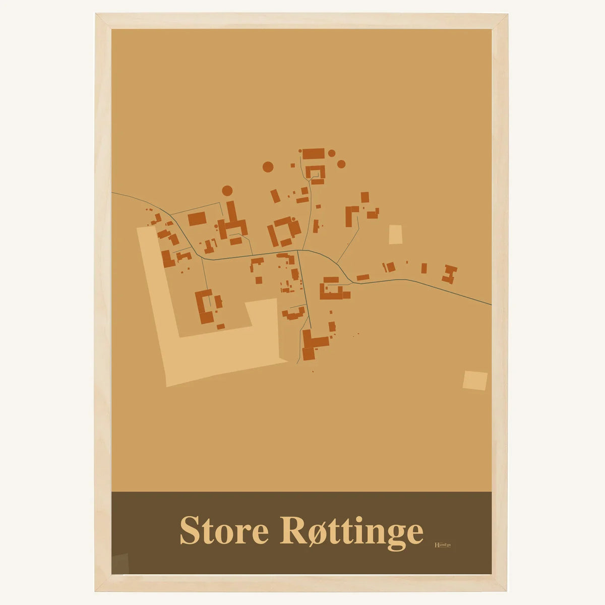 Store Røttinge plakat – Firkantet 2026 – Lys pastel brun