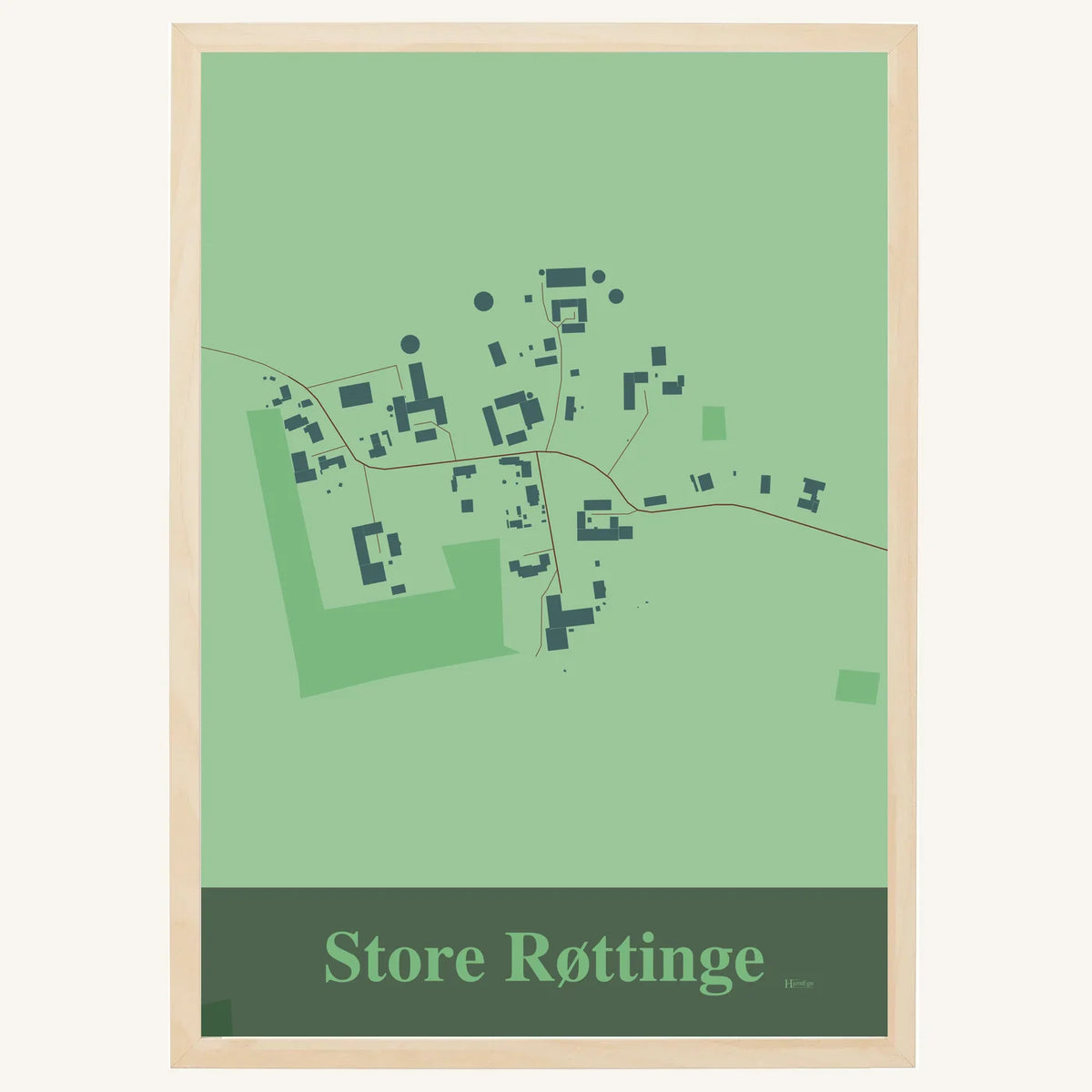 Store Røttinge plakat – Firkantet 2026 – Lys pastel grøn