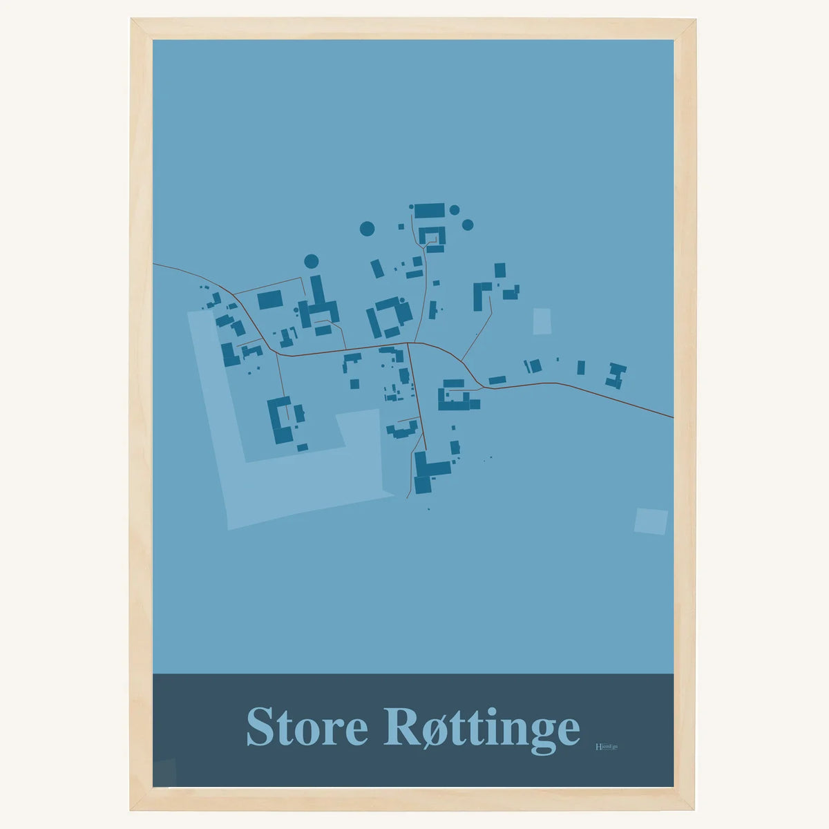 Store Røttinge plakat – Firkantet 2026 – Lys pastel blå