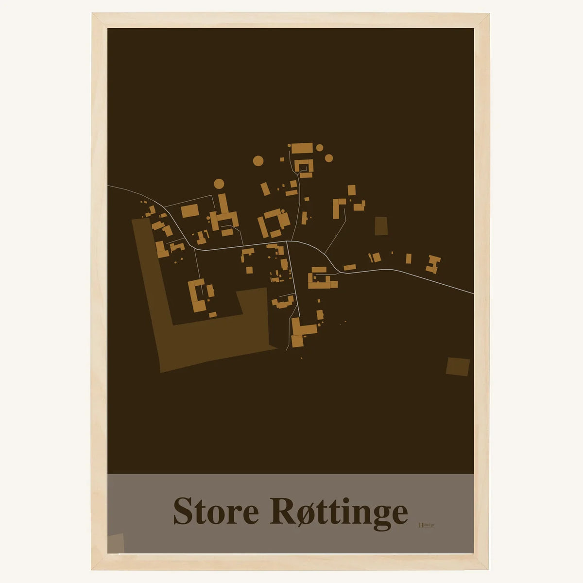 Store Røttinge plakat – Firkantet 2026 – Mørk brun