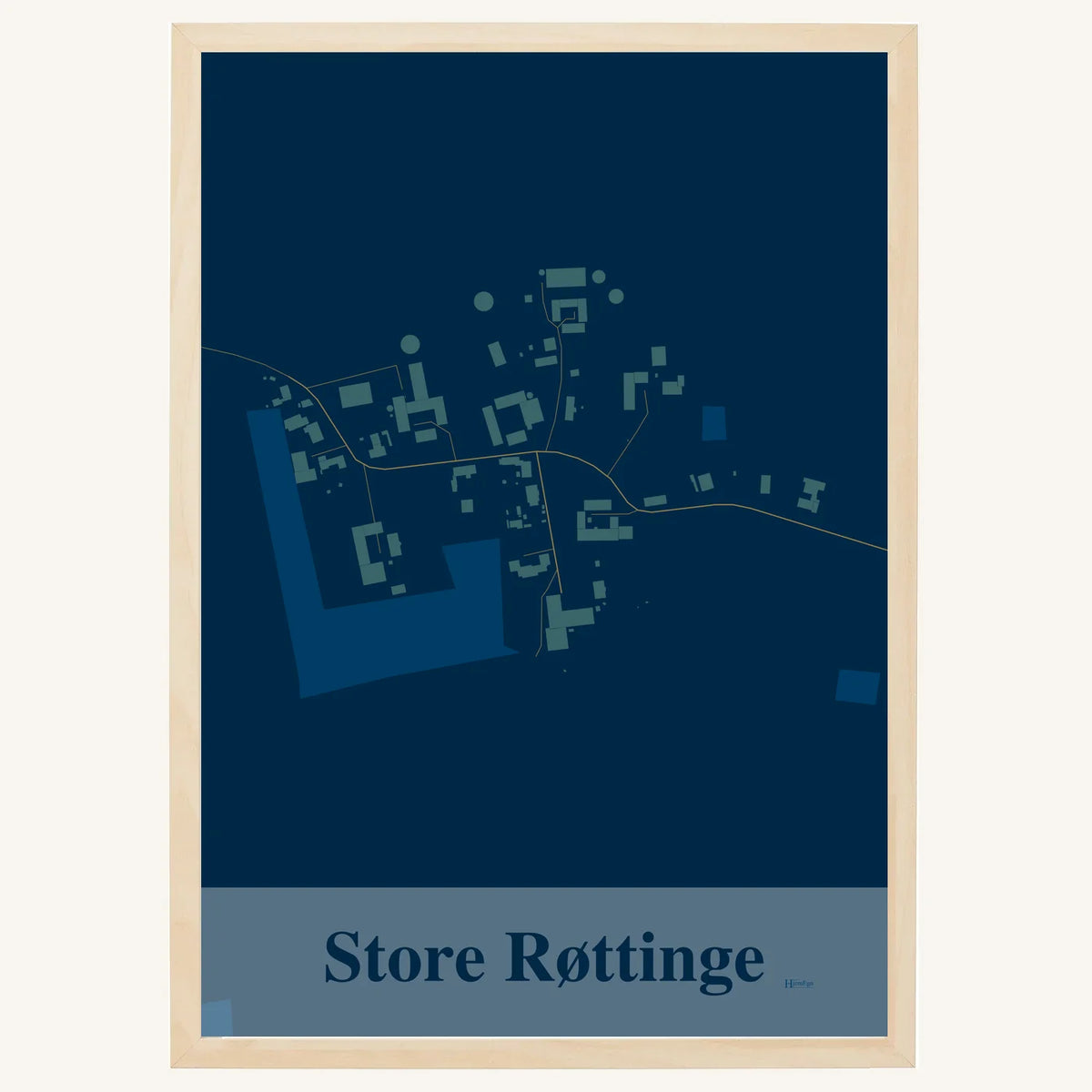 Store Røttinge plakat – Firkantet 2026 – Mørk blå