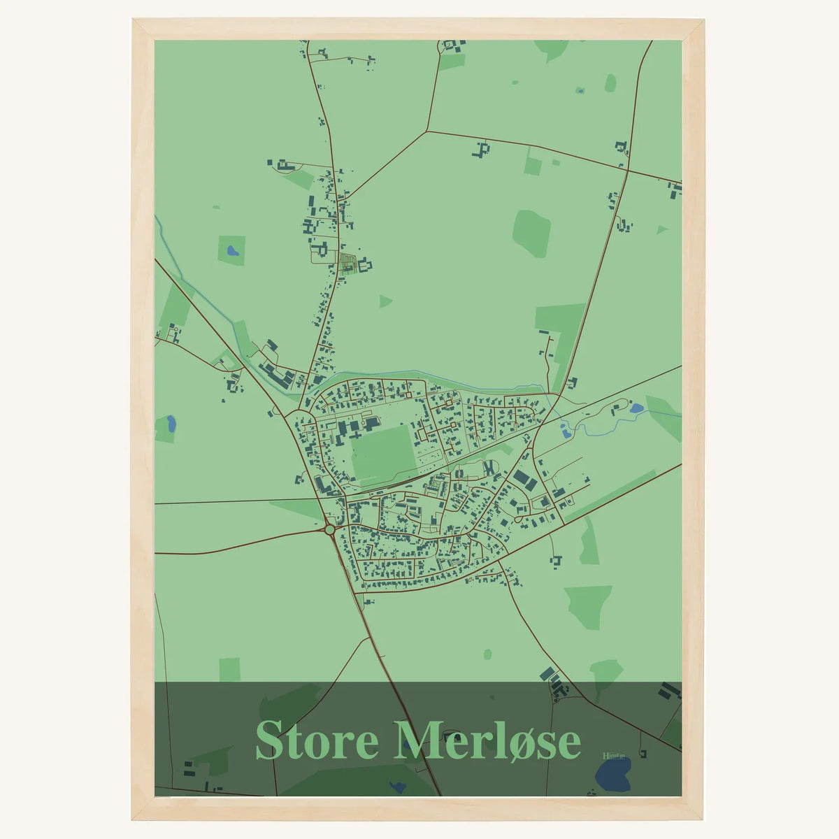 Store Merløse plakat – Firkantet 2026 – Lys pastel grøn