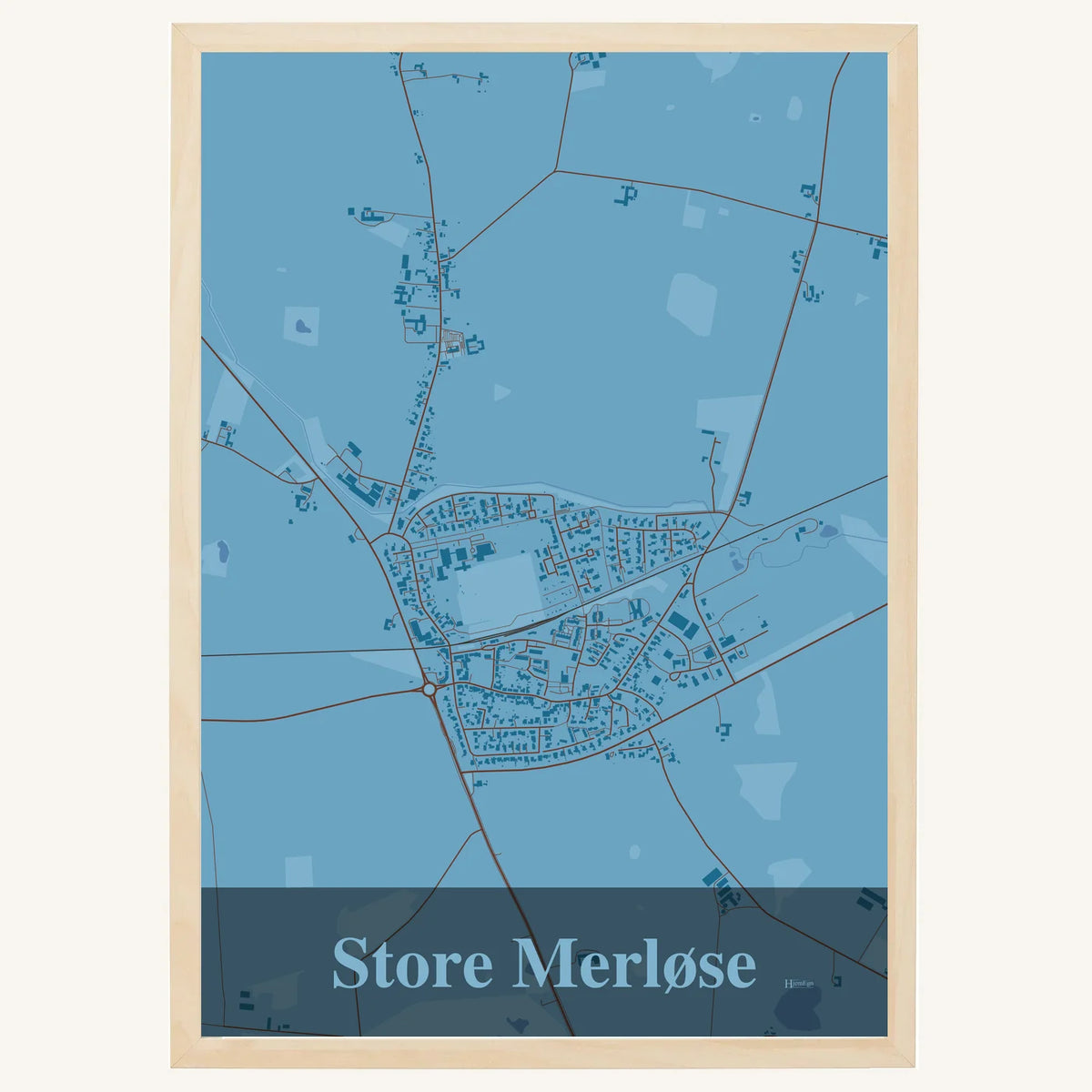 Store Merløse plakat – Firkantet 2026 – Lys pastel blå