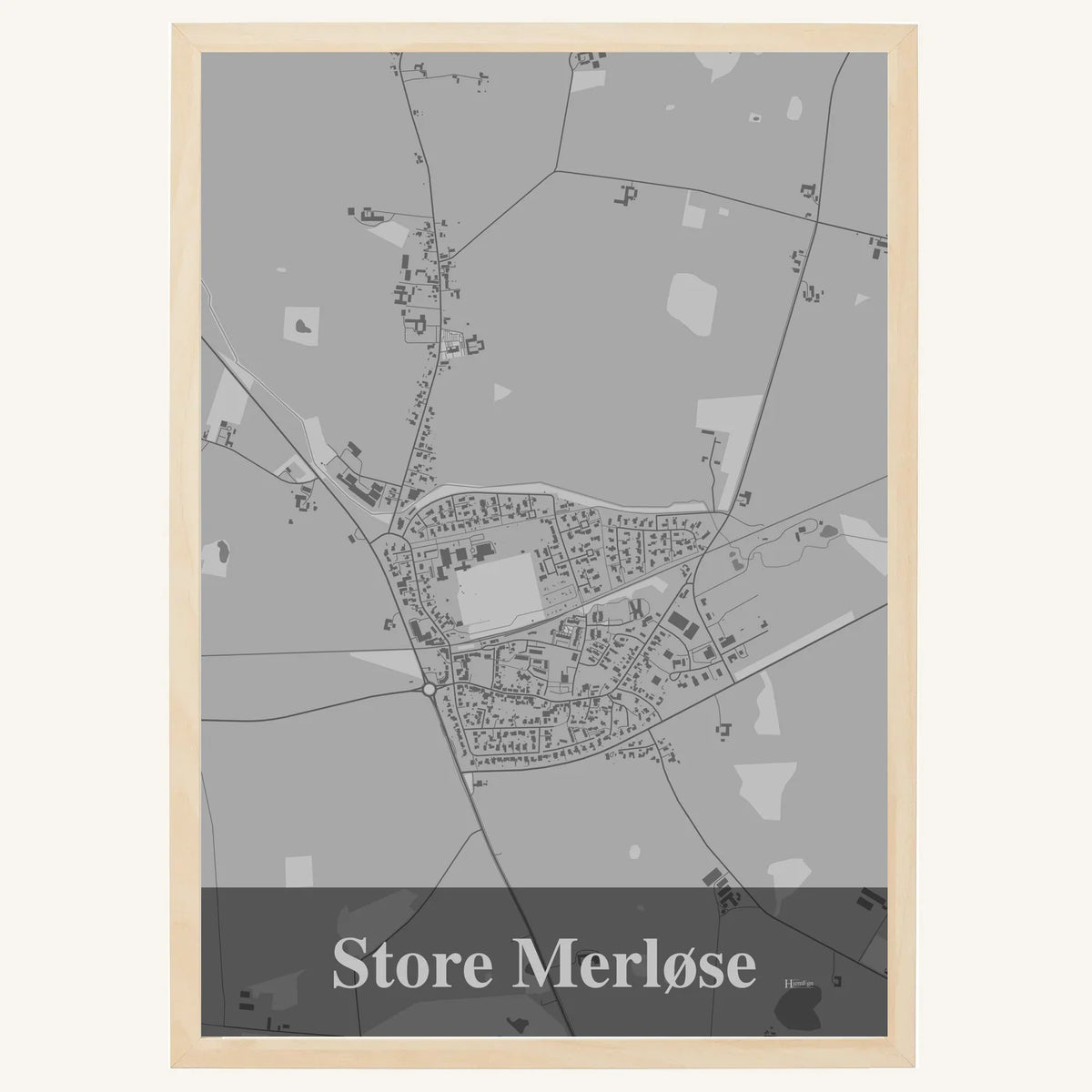 Store Merløse plakat – Firkantet 2026 – Lys pastel grå