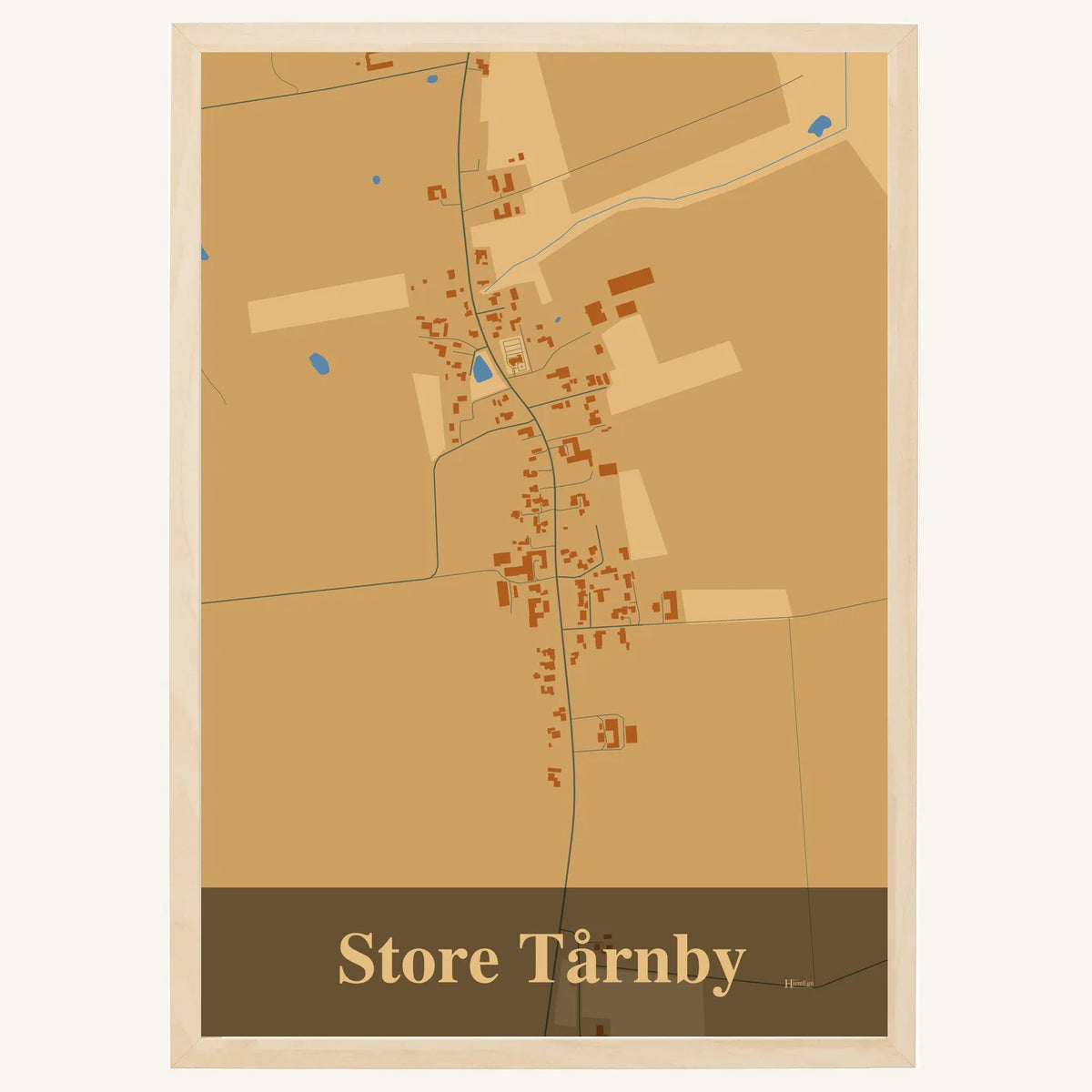 Store Tårnby plakat – Firkantet 2026 – Lys pastel brun