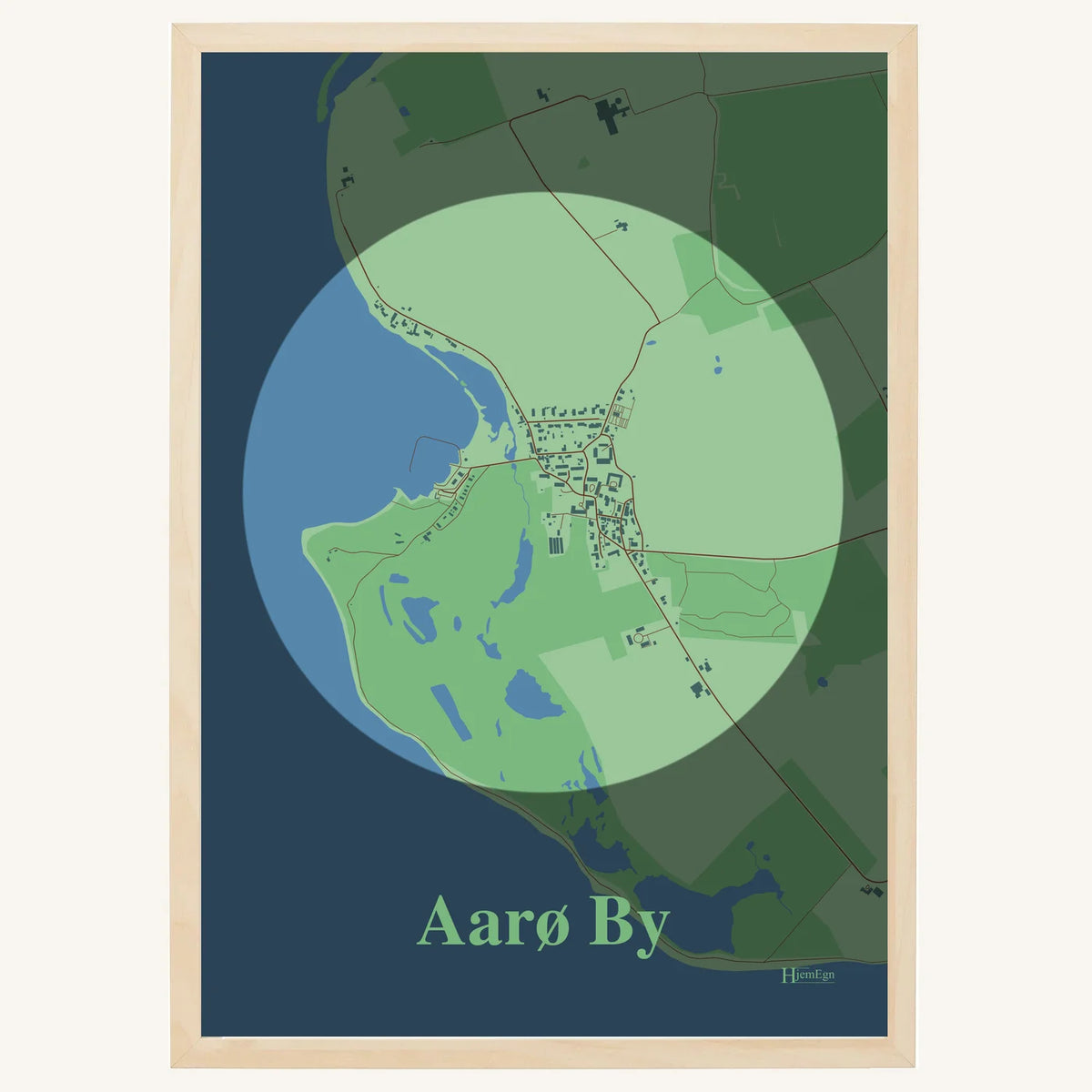 Aarø By plakat – Centrum 2026 – Lys pastel grøn