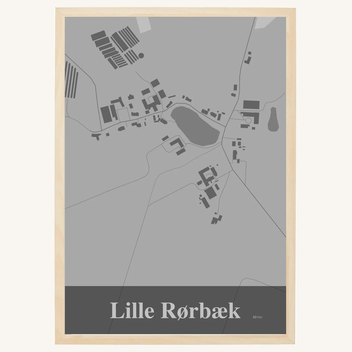 Lille Rørbæk plakat – Firkantet 2026 – Lys pastel grå