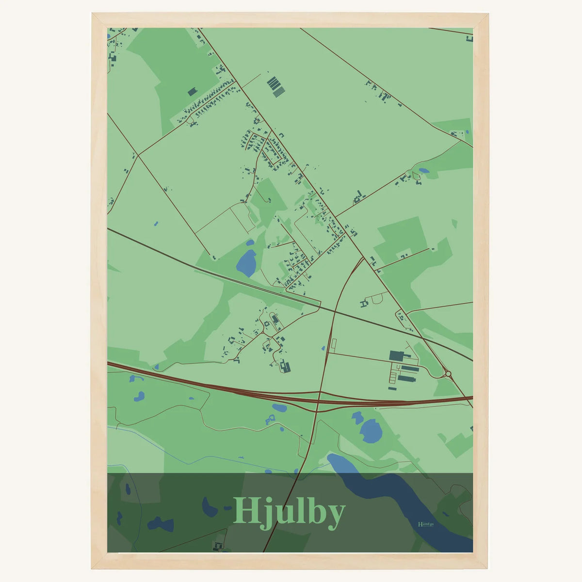 Hjulby plakat – Firkantet 2026 – Lys pastel grøn