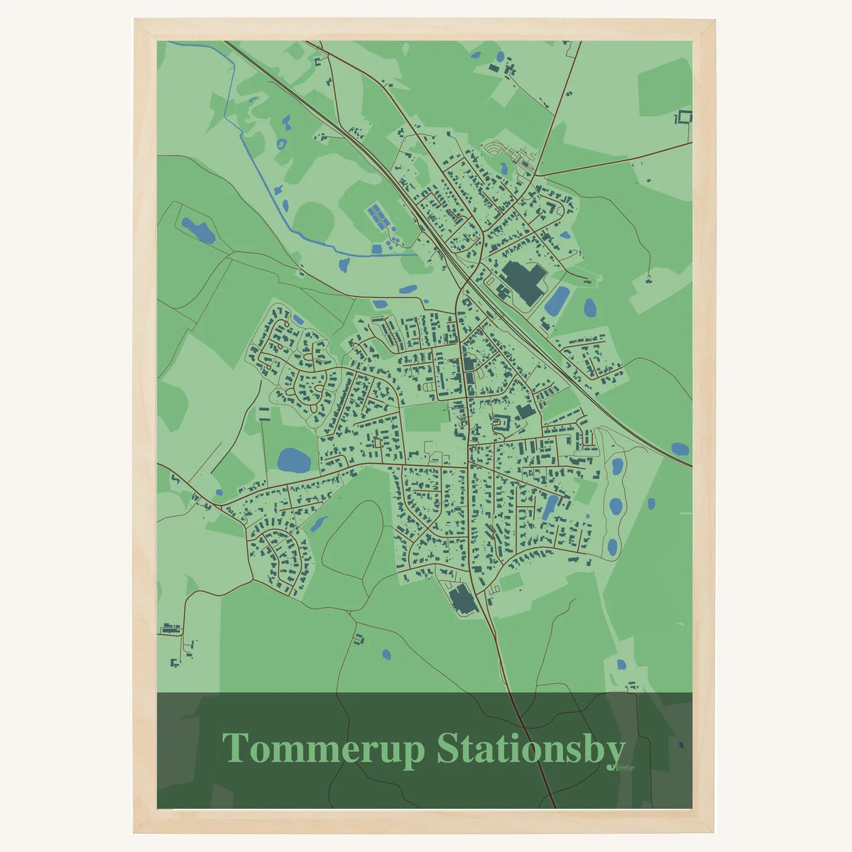 Tommerup Stationsby plakat – Firkantet 2026 – Lys pastel grøn