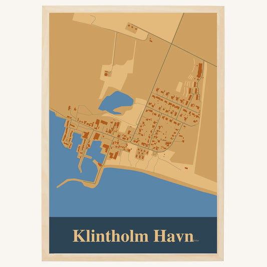 Klintholm Havn plakat – Firkantet 2026 – Lys pastel brun