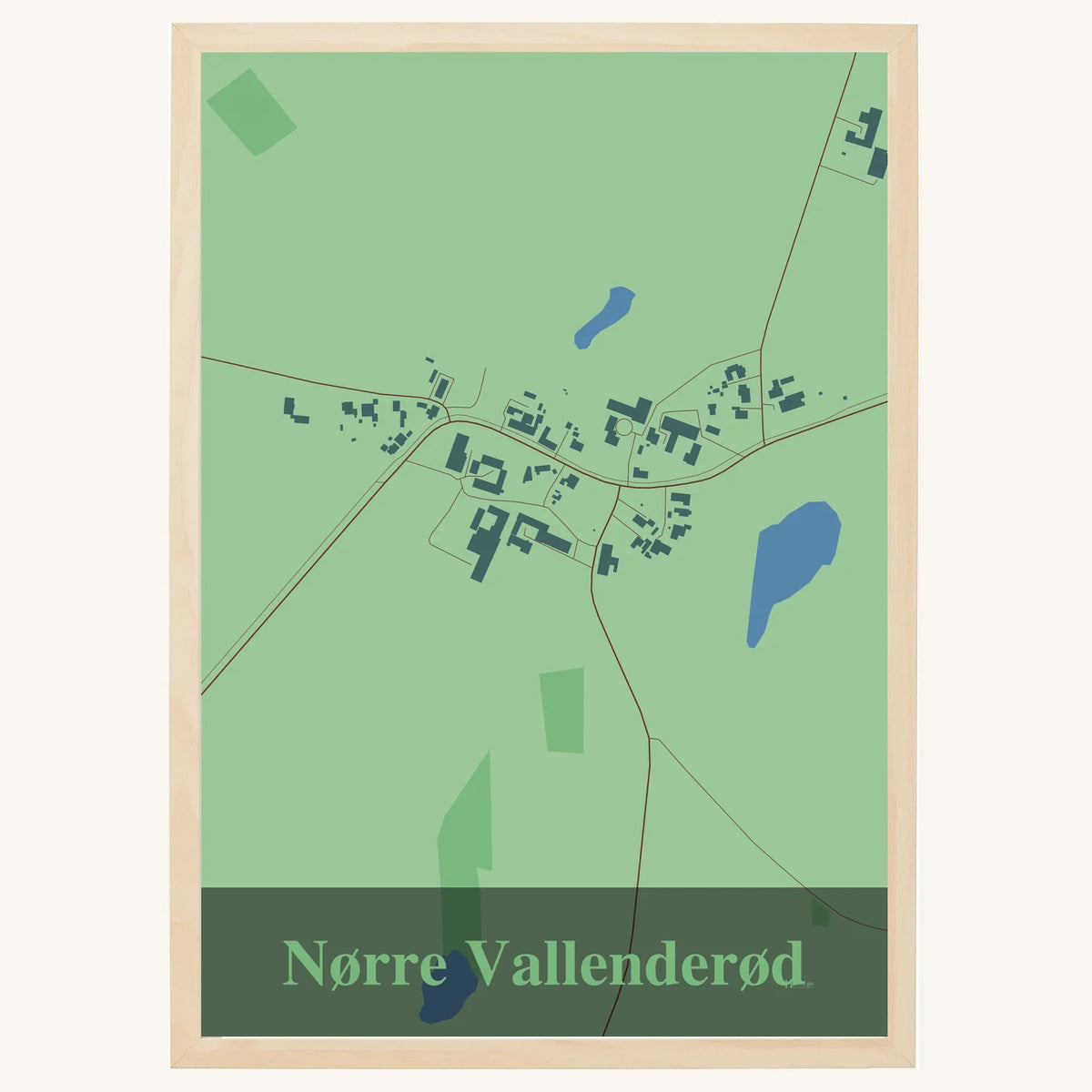 Nørre Vallenderød plakat – Firkantet 2026 – Lys pastel grøn