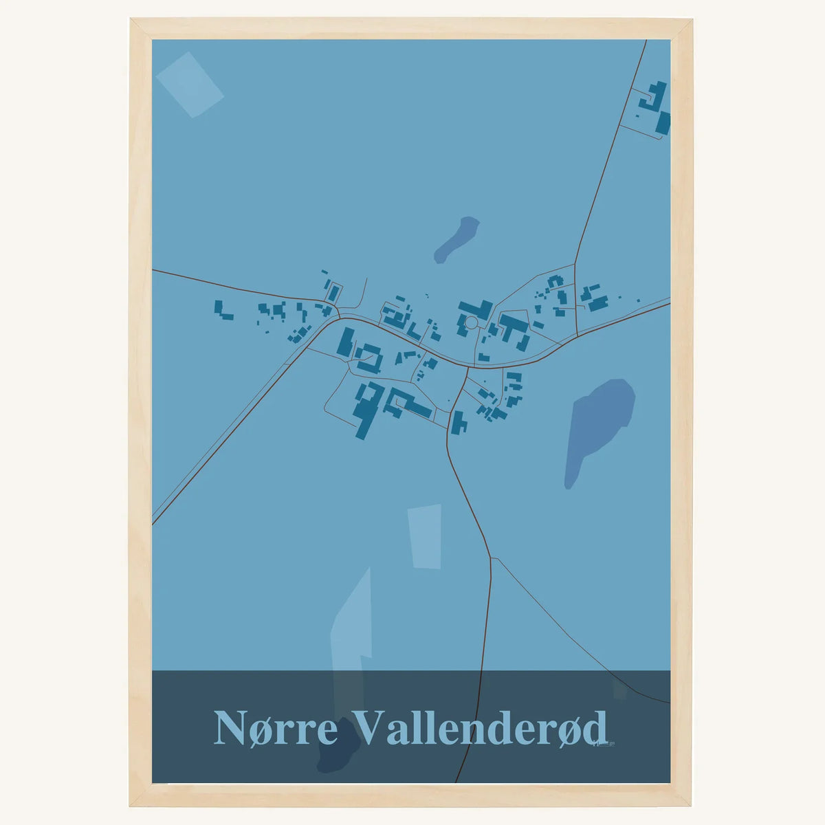 Nørre Vallenderød plakat – Firkantet 2026 – Lys pastel blå