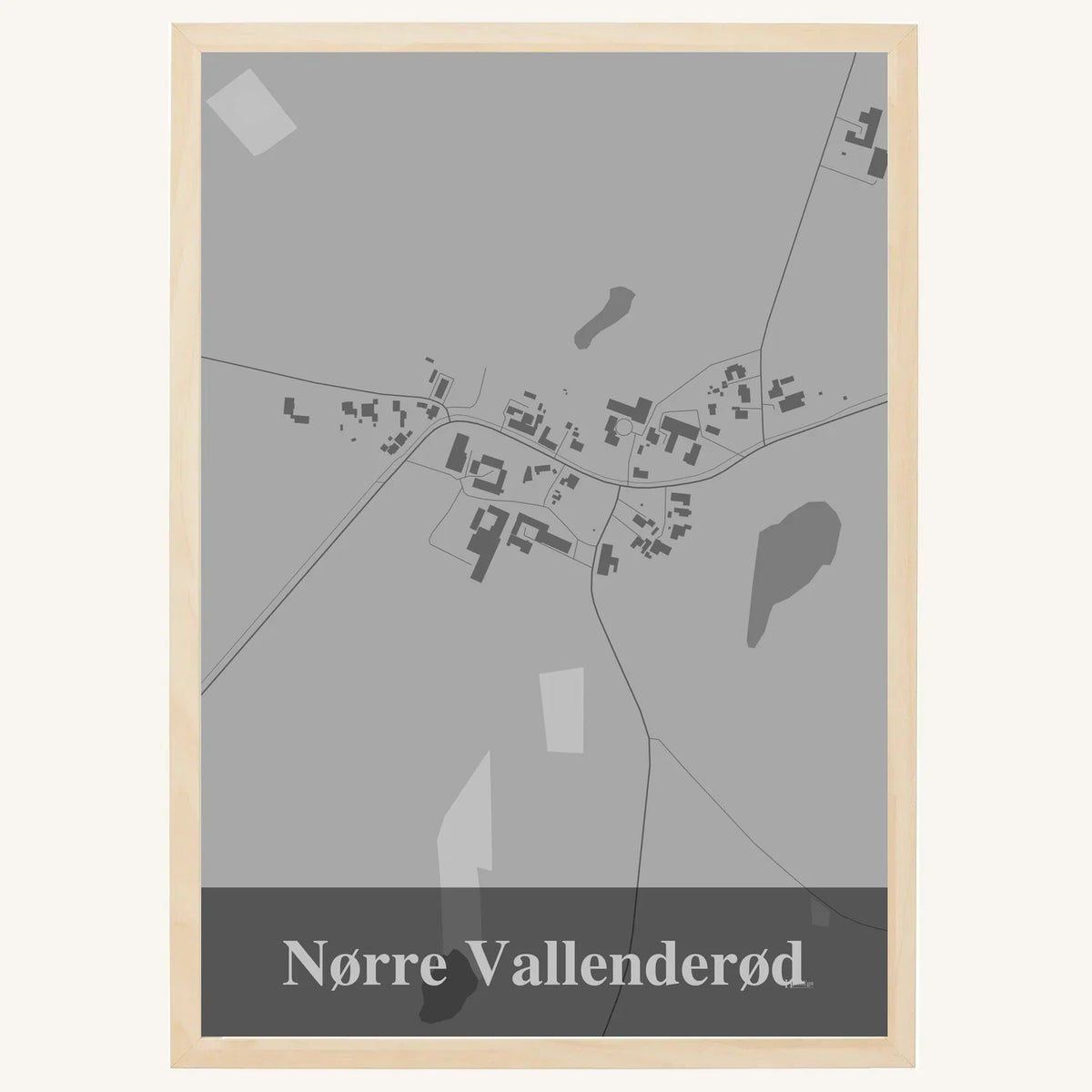 Nørre Vallenderød plakat – Firkantet 2026 – Lys pastel grå