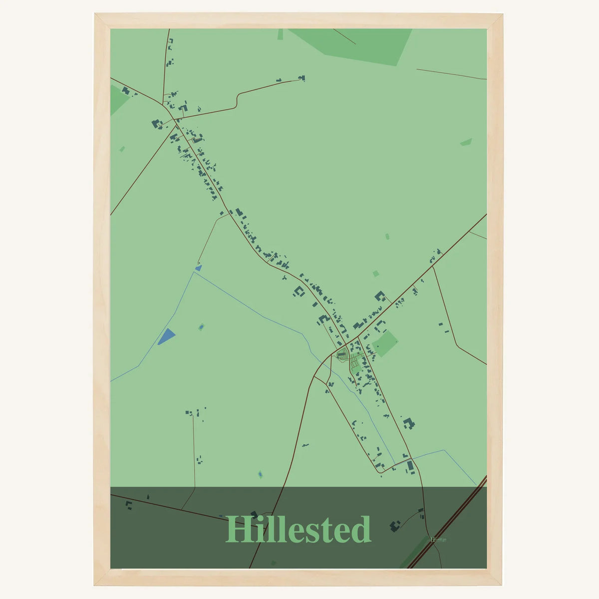 Hillested plakat – Firkantet 2026 – Lys pastel grøn