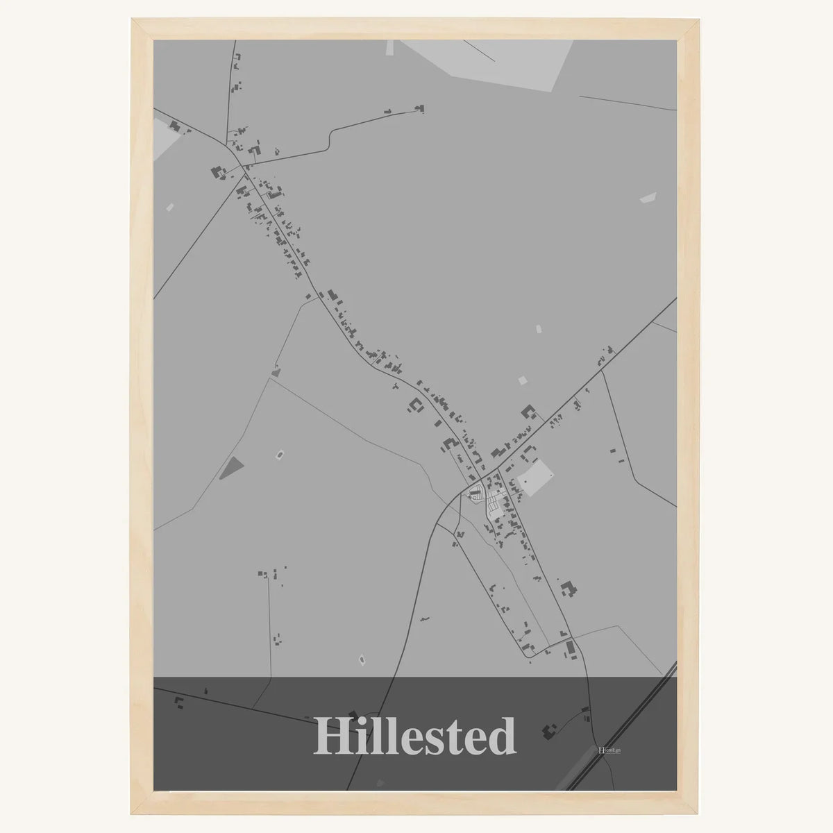 Hillested plakat – Firkantet 2026 – Lys pastel grå