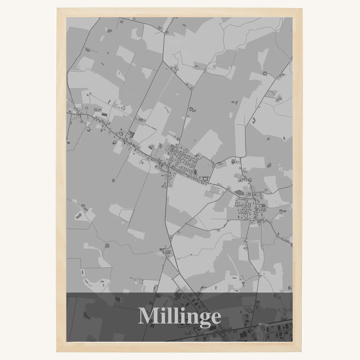 Millinge plakat – Firkantet 2026 – Lys pastel grå