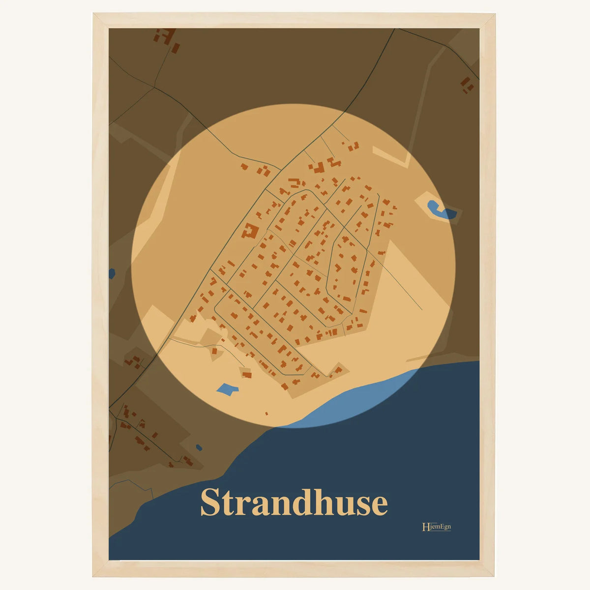 Strandhuse plakat – Centrum 2026 – Lys pastel brun