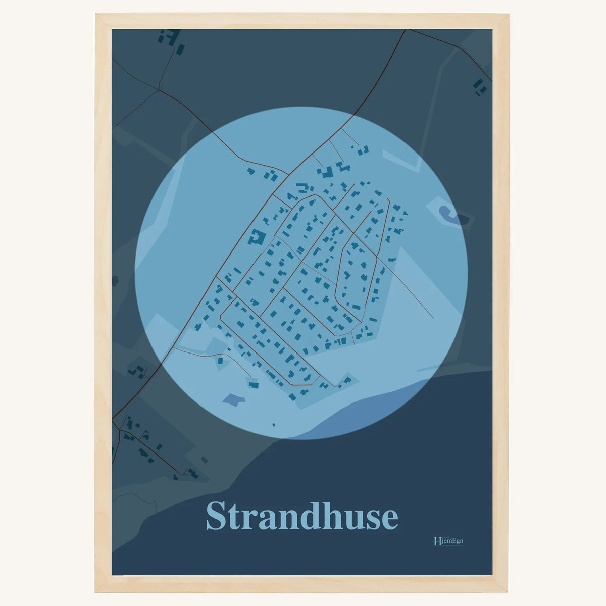 Strandhuse plakat – Centrum 2026 – Lys pastel blå