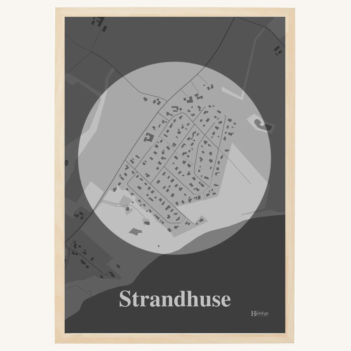 Strandhuse plakat – Centrum 2026 – Lys pastel grå