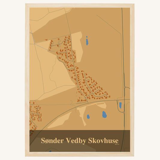 Sønder Vedby Skovhuse plakat – Firkantet 2026 – Lys pastel brun
