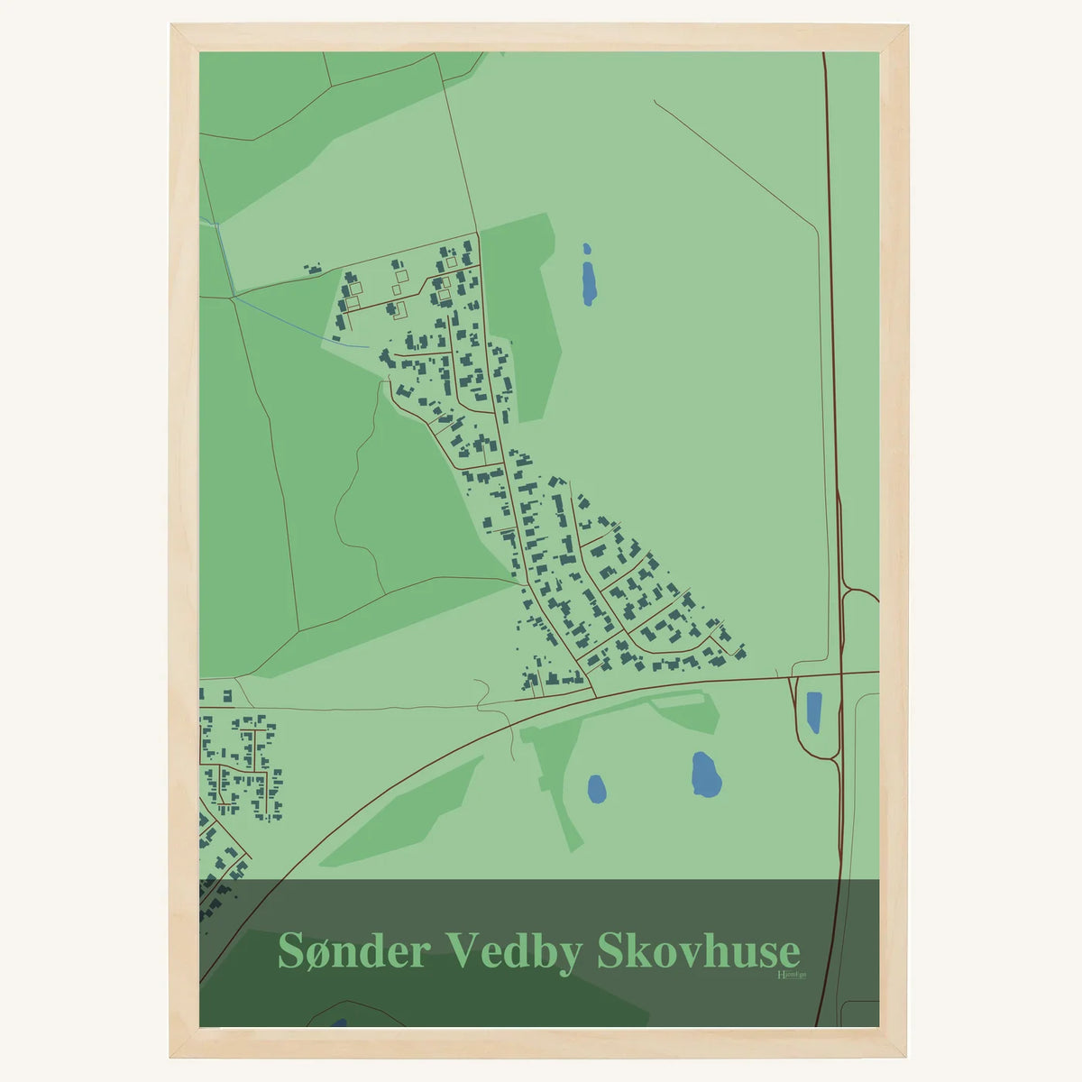 Sønder Vedby Skovhuse plakat – Firkantet 2026 – Lys pastel grøn