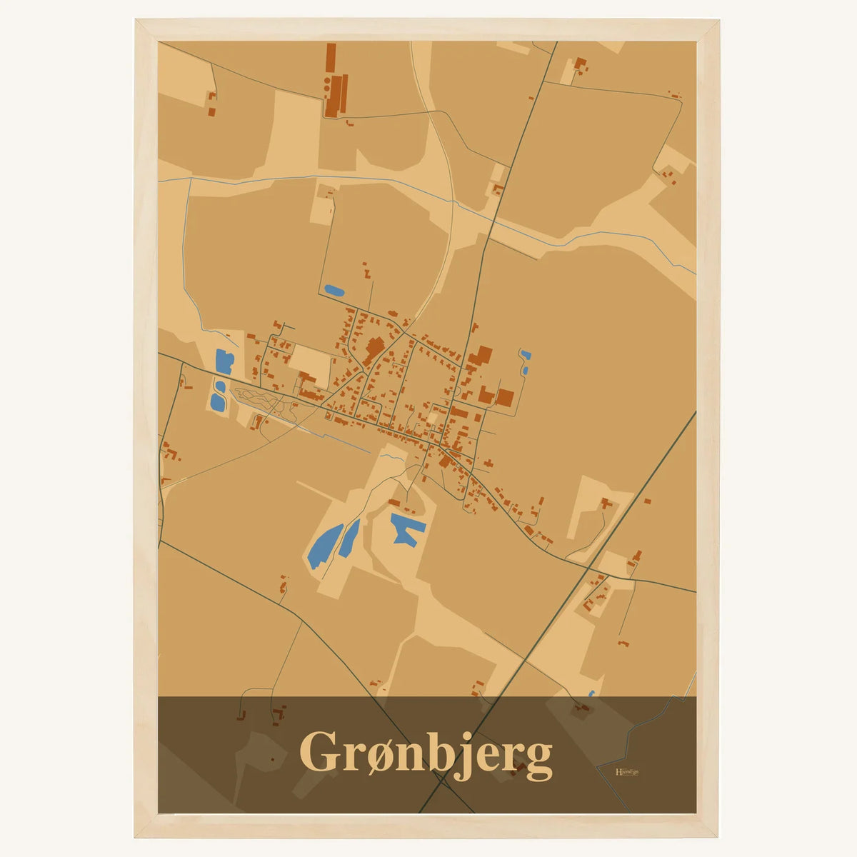Grønbjerg plakat – Firkantet 2026 – Lys pastel brun