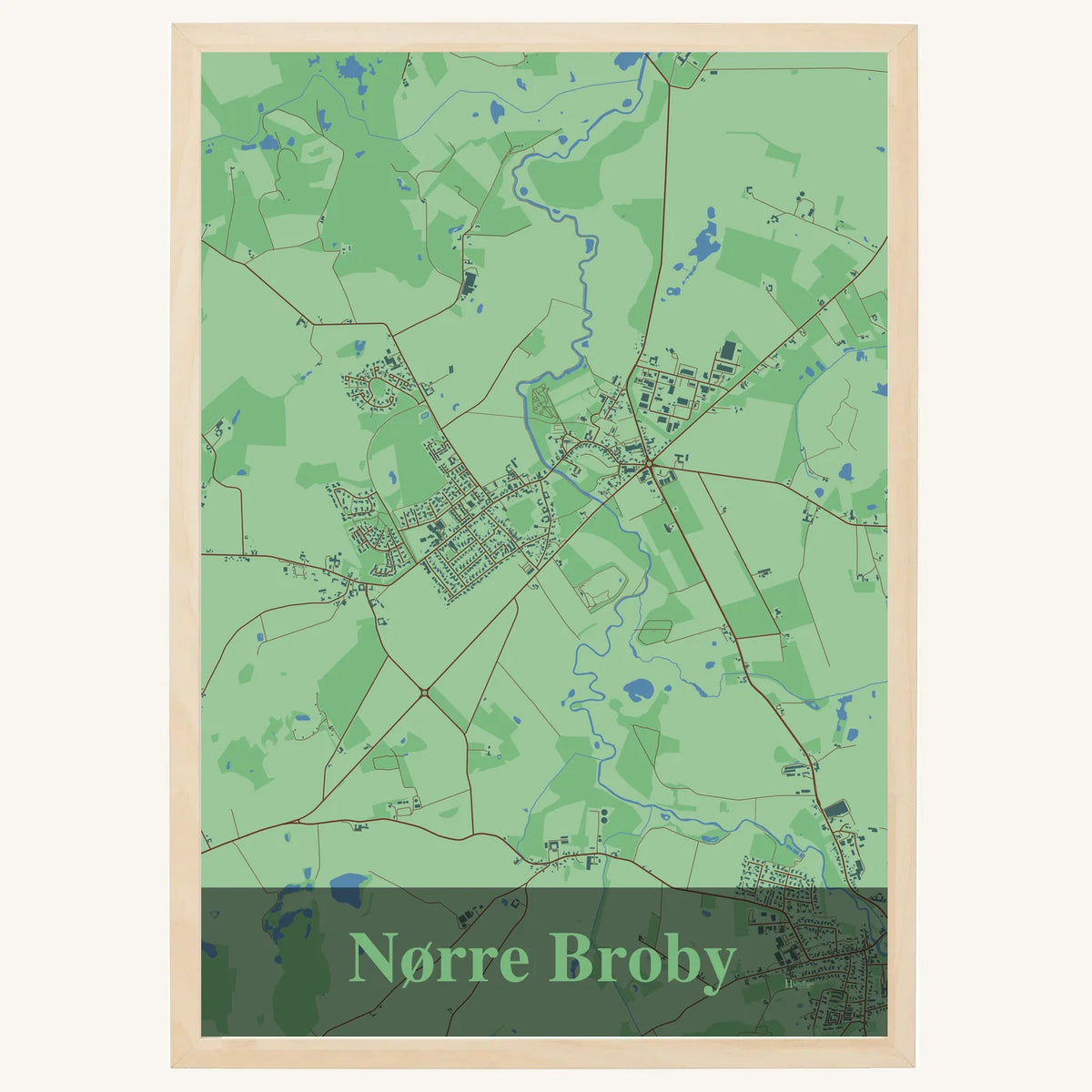 Nørre Broby plakat – Firkantet 2026 – Lys pastel grøn