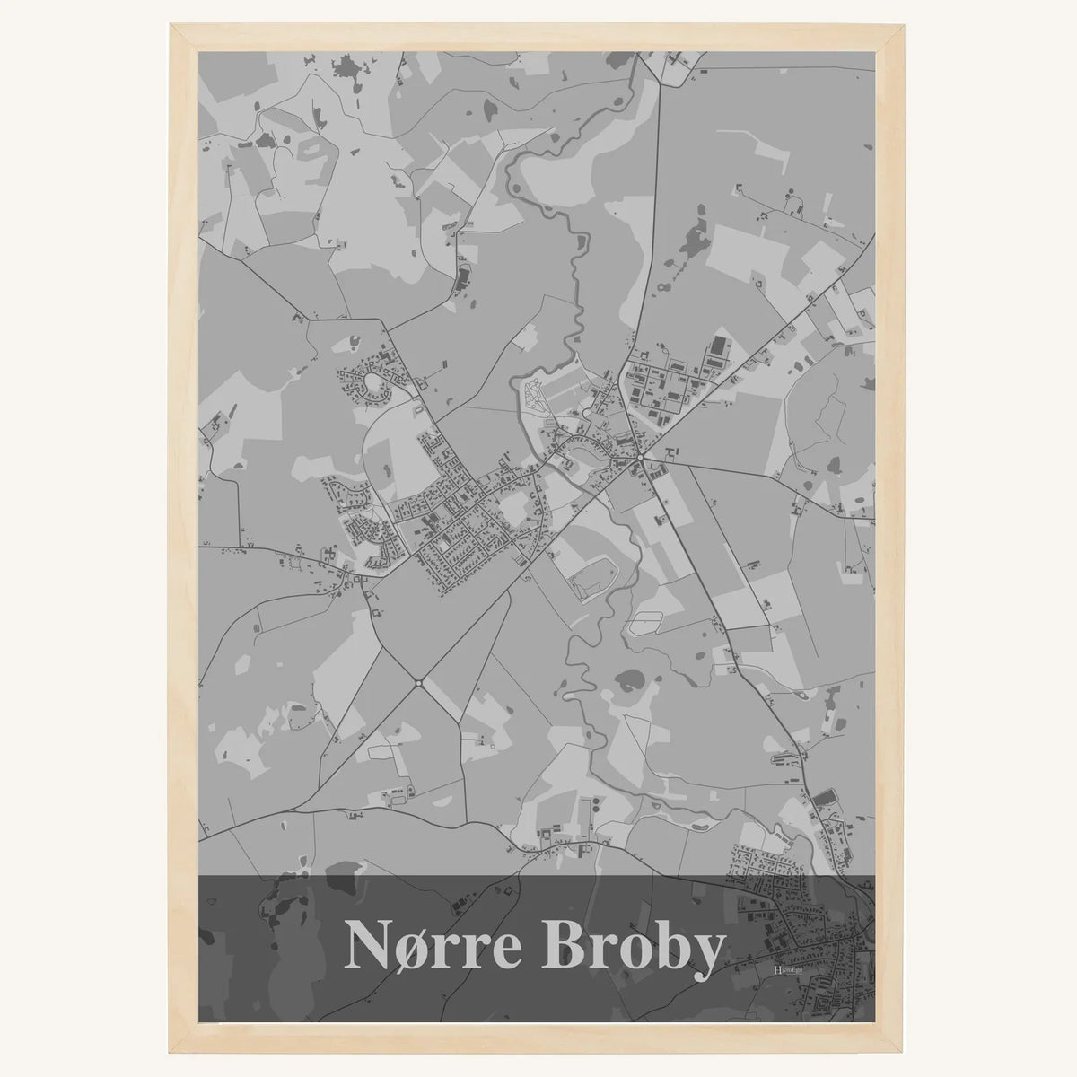 Nørre Broby plakat – Firkantet 2026 – Lys pastel grå