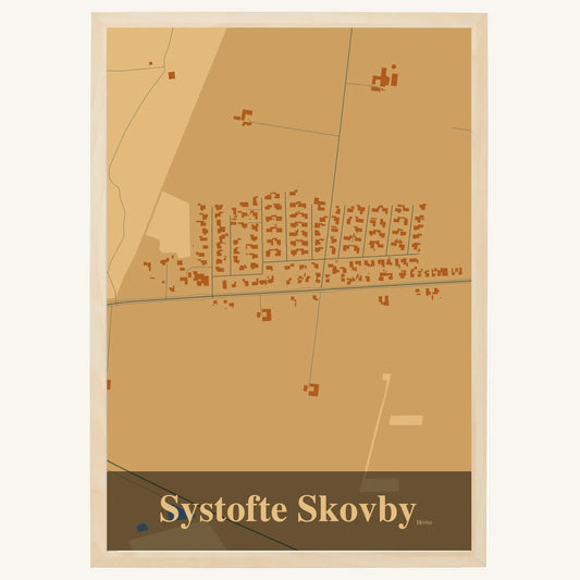Systofte Skovby plakat – Firkantet 2026 – Lys pastel brun