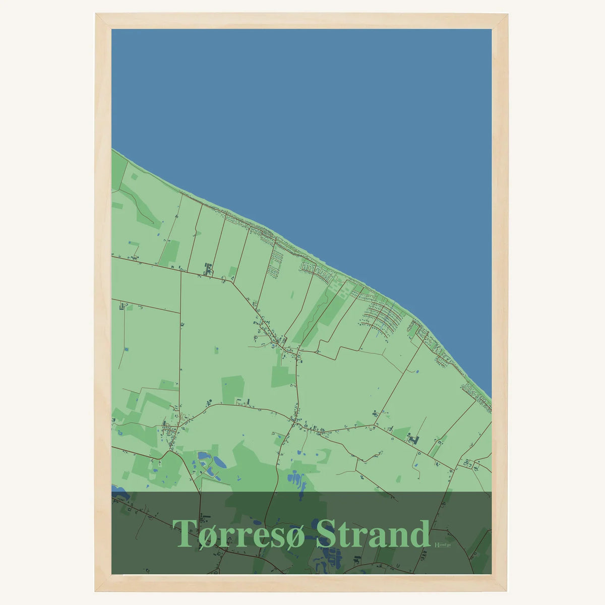 Tørresø Strand plakat – Firkantet 2026 – Lys pastel grøn