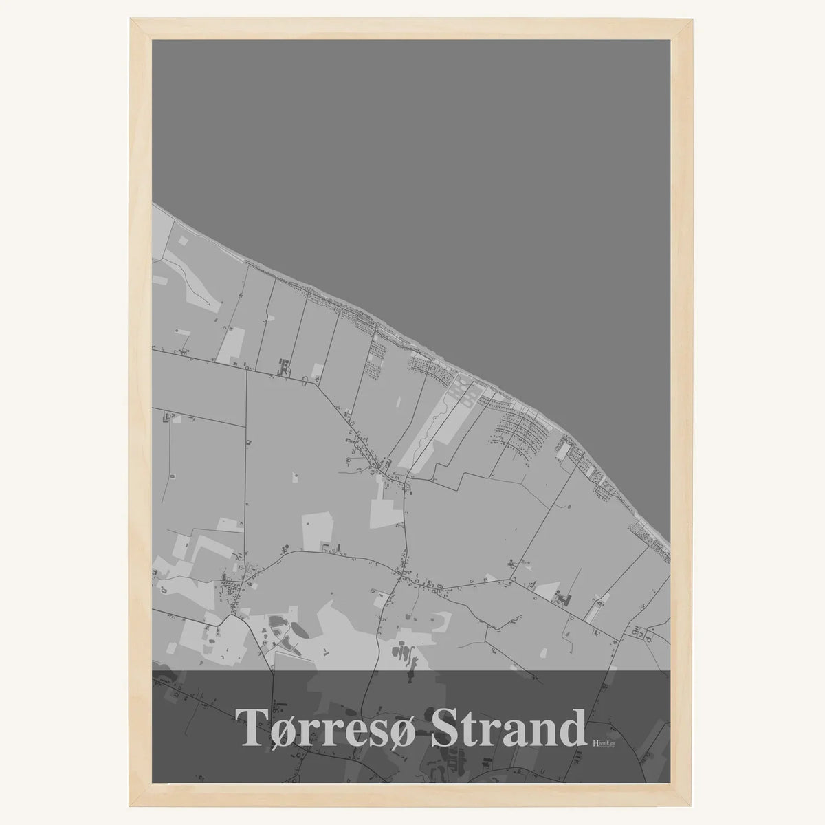 Tørresø Strand plakat – Firkantet 2026 – Lys pastel grå
